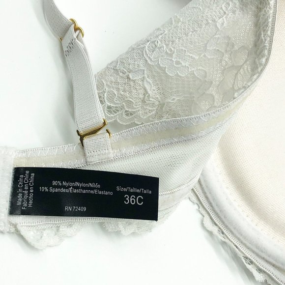 Rene Rofe Bra 36C Womens White Lace Multi-Way Straps Push-Up Underwire 1-PC - Picture 7 of 8